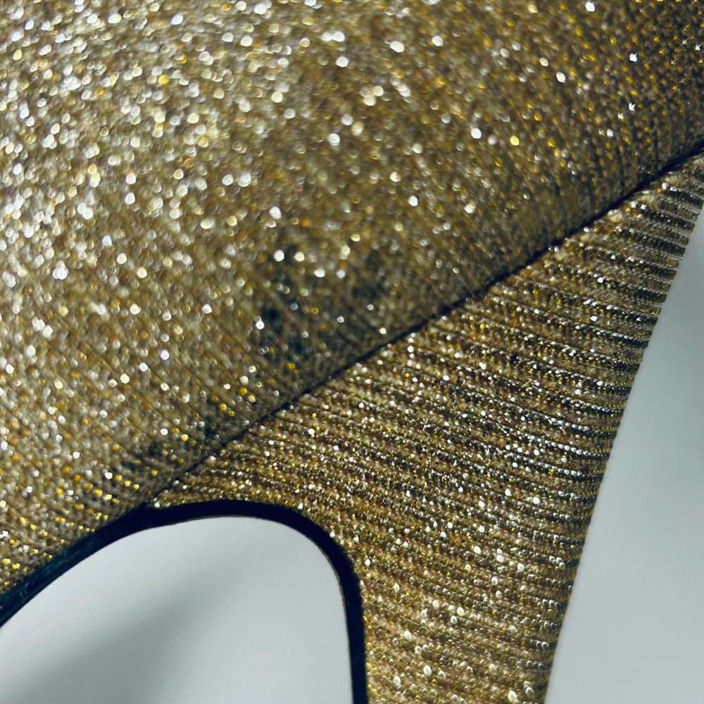 Elegant Gold Peep-Toe High Heels Platform Size 6.5 - Picture 6 of 8